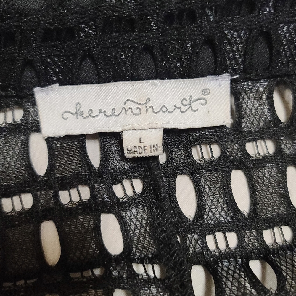 Keren Hart black lace zip front, wrist zipper detail jacket size large - Picture 8 of 9